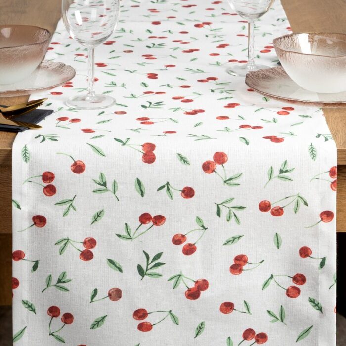 OBRUS CHERRY 40 X 140 CM BIAŁY