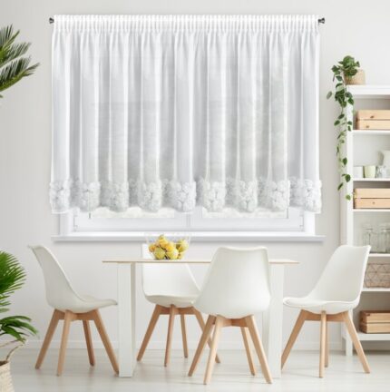 FIRANA GOTOWA ROSES 4 NA TAŚMIE 350 X 160 CM BIAŁY