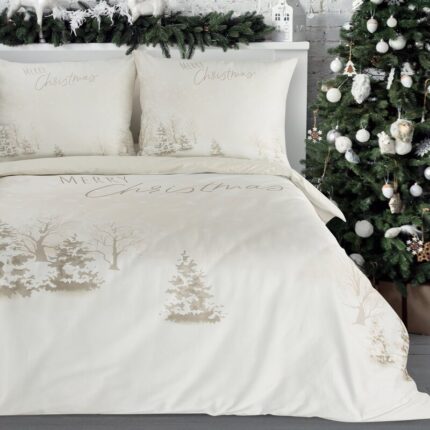 ŚWIĄTECZNY KOMPLET POŚCIELI SNOWFLAKE 220 X 200 CM BEŻOWY