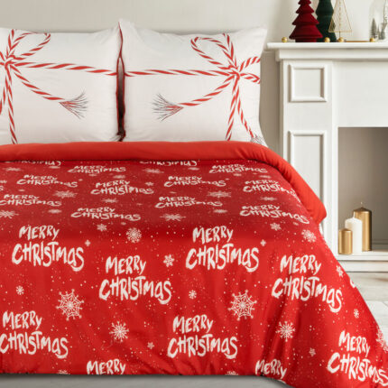 KOMPLET POŚCIELI ŚWIATECZNEJ KEVIN 140 X 200 CM CZERWONY
