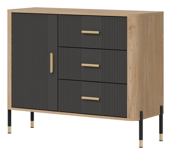 DANTE DT03 DĄB CREMONA T/ANTRACYT MAT KOMODA KPL