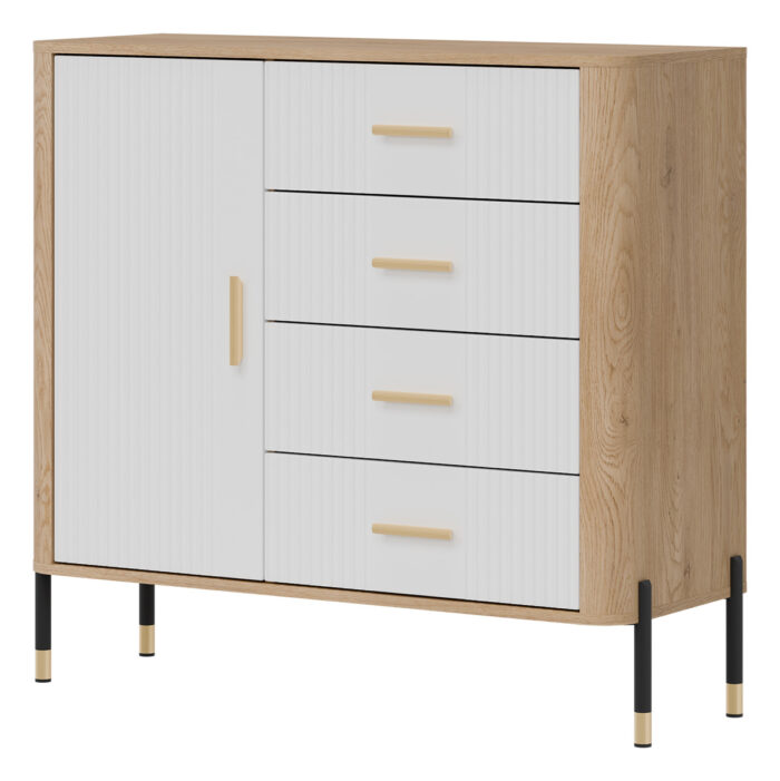 KOMODA DANTE DT08 DĄB CREMONA T/BIAŁY MAT - 108,5