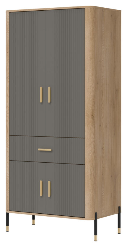 SZAFA 2D DANTE DT16 DĄB CREMONA T/SZARY MAT - 93
