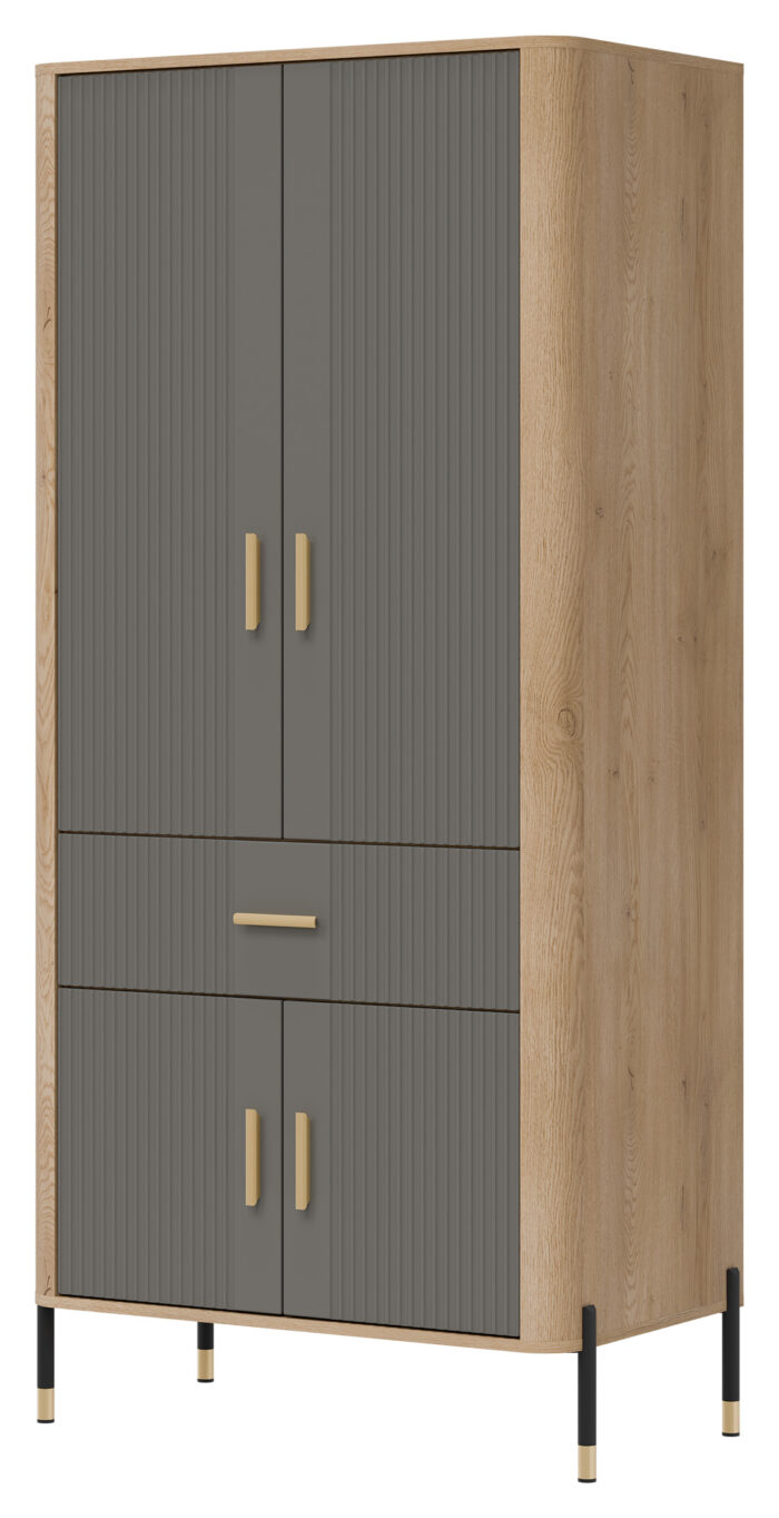 SZAFA 2D DANTE DT16 DĄB CREMONA T/SZARY MAT - 93