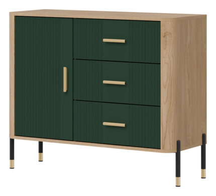 DANTE DT03 DĄB CREMONA T/ZIELONY MAT KOMODA KPL