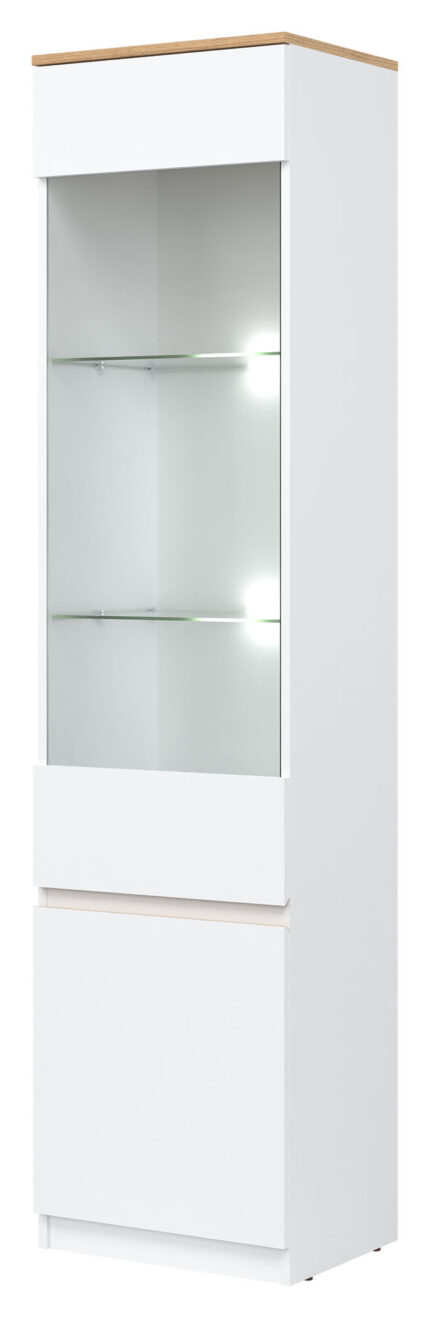 REMI RM07 BIAŁY/DĄB EVOKE WITRYNA L/P KPL