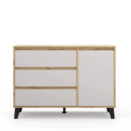 Komoda 1 drzwi 3 szuflady BORG - dąb artisan/kaszmir