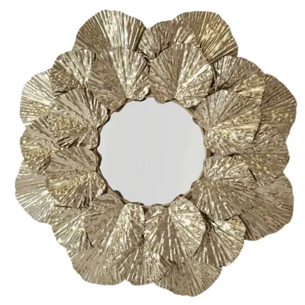 Lustro okrągłe PETUNIA - Dekoracyjna Metalowa Rama z metaloplastyki w Stylu Glamour