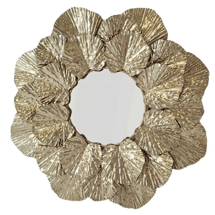 Lustro okrągłe PETUNIA - Dekoracyjna Metalowa Rama z metaloplastyki w Stylu Glamour