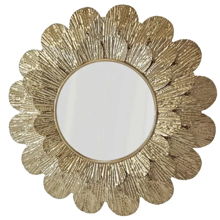 Lustro Okrągłe DAHLIA – Dekoracyjna Rama z Metaloplastyki w Stylu Glamour