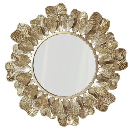 Lustro okrągłe MARIGOLD-Dekoracyjna Metalowa Rama z metaloplastyki w Stylu Glamour