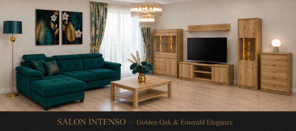 SALON INTENSO – Golden Oak & Emerald Elegance
