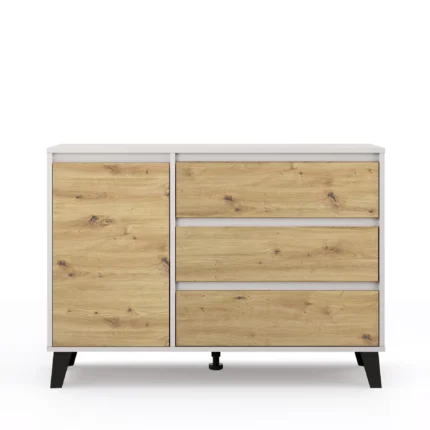 Komoda 1 drzwi 3 szuflady BORG - kaszmir/dąb artisan
