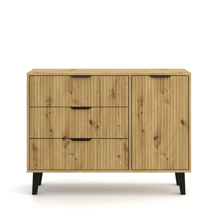 Komoda 1 drzwi 3 szuflady BORG DUO - dąb artisan