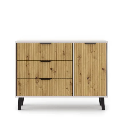 Komoda 1 drzwi 3 szuflady BORG DUO - kaszmir/dąb artisan