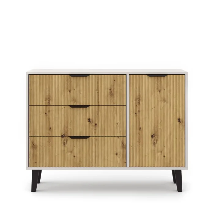 Komoda 1 drzwi 3 szuflady BORG DUO - kaszmir/dąb artisan