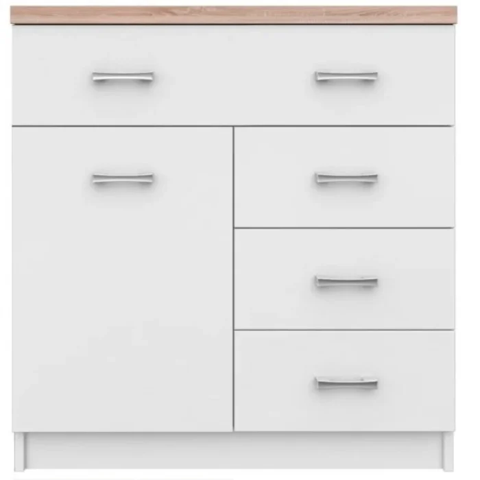 Komoda 1 drzwi 4 szuflady TOP MIX - biały