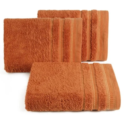 Ręcznik do rąk 30x50 cm bawełniany kolor pomarańczowy z ozdobnym stebnowaniem 500 g/m2 POLA