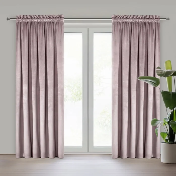 Zasłona welwetowa pudrowy róż 140 x 270 cm taśma - ROSA - Design 91