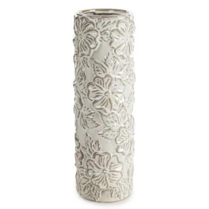 Wazon ceramiczny NAIRA z wytłaczanym wzorem kwiatów