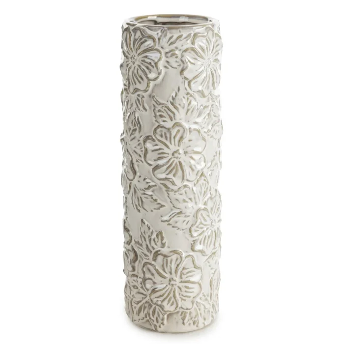 Wazon ceramiczny NAIRA z wytłaczanym wzorem kwiatów