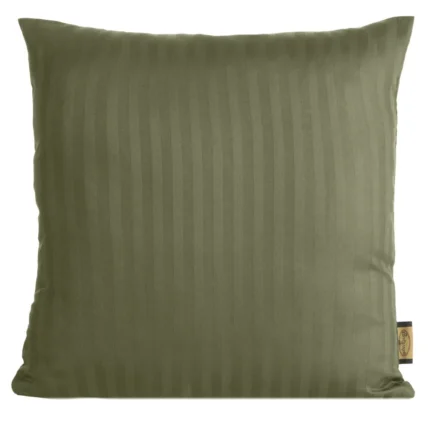 Poszewka na poduszkę 40x40 cm z satyny bawełnianej oliwkowa w delikatne prążki VERA