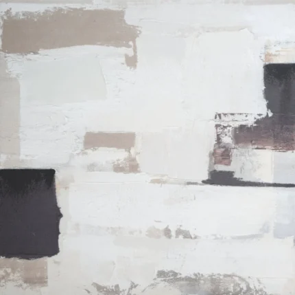 Obraz ręcznie malowany na płótnie, kremowo, beżowy   80x80 cm