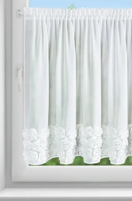 Zasłona gotowa Roses 11 na Taśmie 150 X 90 CM biały