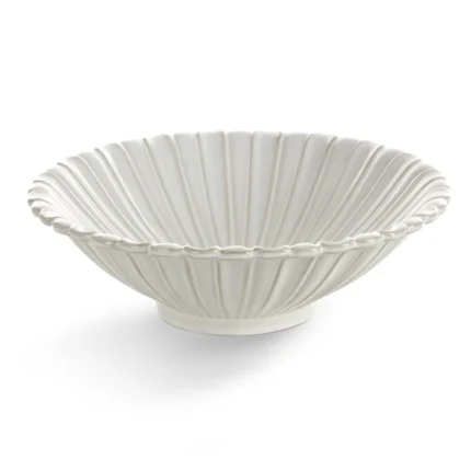 Misa ceramiczna dekoracyjna kremowa z przecieranym wzorem w stylu eko średnica 25x8 cm AVRIL