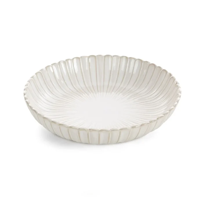 Misa ceramiczna dekoracyjna kremowa  z przecieranym wzorem w stylu eko średnica 24x5 cm AVRIL
