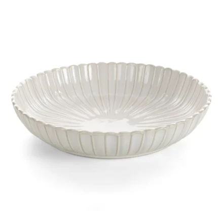 Misa ceramiczna dekoracyjna kremowa  z przecieranym wzorem w stylu eko średnica 28x6 cm AVRIL