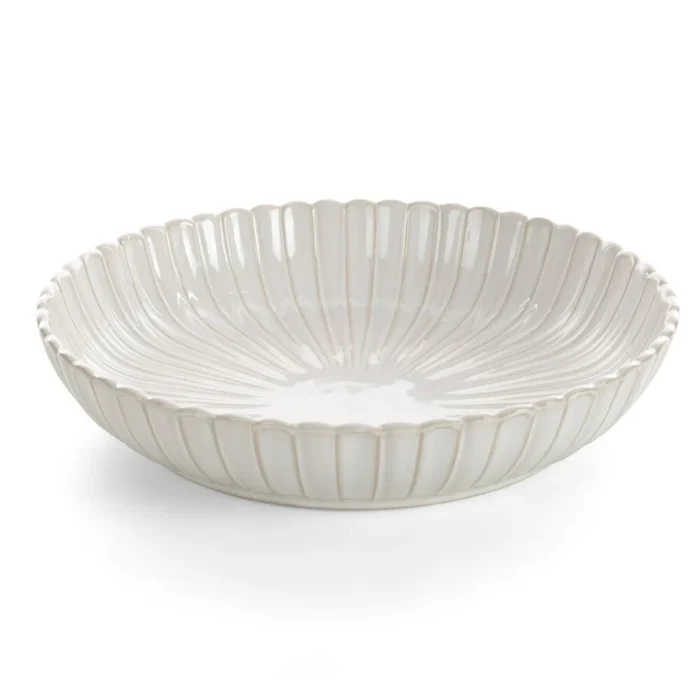Misa ceramiczna dekoracyjna kremowa  z przecieranym wzorem w stylu eko średnica 28x6 cm AVRIL