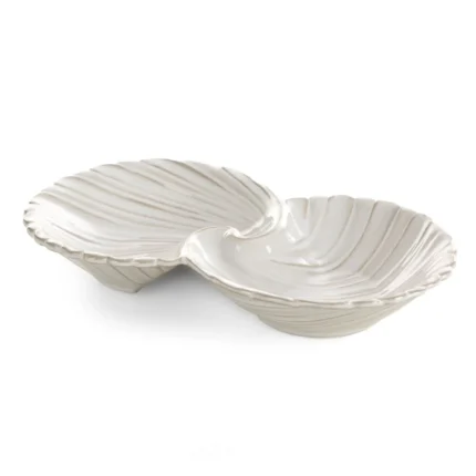 Miseczki ceramiczne dekoracyjne kremowe z przecieranym wzorem w stylu eko 24x14x4 cm AVRIL