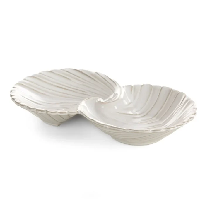 Miseczki ceramiczne dekoracyjne kremowe z przecieranym wzorem w stylu eko 24x14x4 cm AVRIL