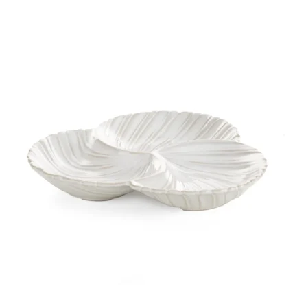 Miseczki ceramiczne dekoracyjne kremowe z przecieranym wzorem w stylu eko 25x25x4 cm AVRIL