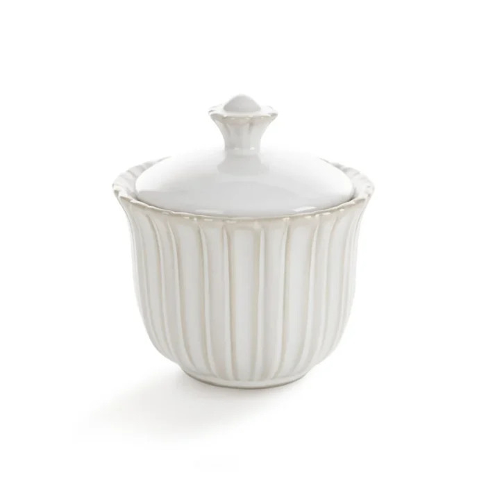 Pojemnik ceramiczny dekoracyjny kremowy  z przecieranym wzorem w stylu eko 10x10x11 cm AVRIL