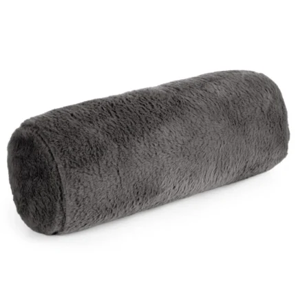 Poduszka wałek 15x45 cm stalowa z miękkiej futrzanej tkaniny  NINA