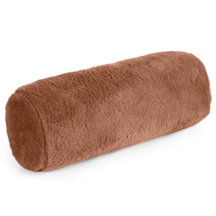 Poduszka wałek 15x45 cm jasnobrązowy z miękkiej futrzanej tkaniny  NINA