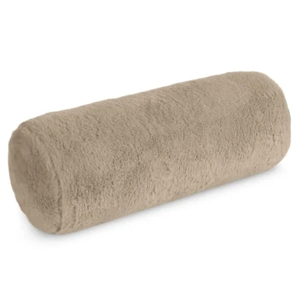 Poduszka wałek 15x45 cm jasnobeżowa z miękkiej futrzanej tkaniny  NINA