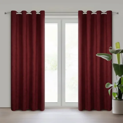 Zasłona bordowa z tkaniny zamszowej 140x250 przelotka - ADA