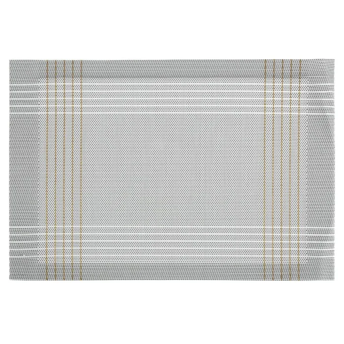 Podkładka na stół biało, złota 30x45 cm KARA zdobiona w subtelna kratkę