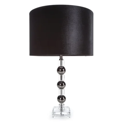 Lampa stołowa czarna z szklaną podstawą i welwetowym abażurem 40 x 63 cm NIKOL