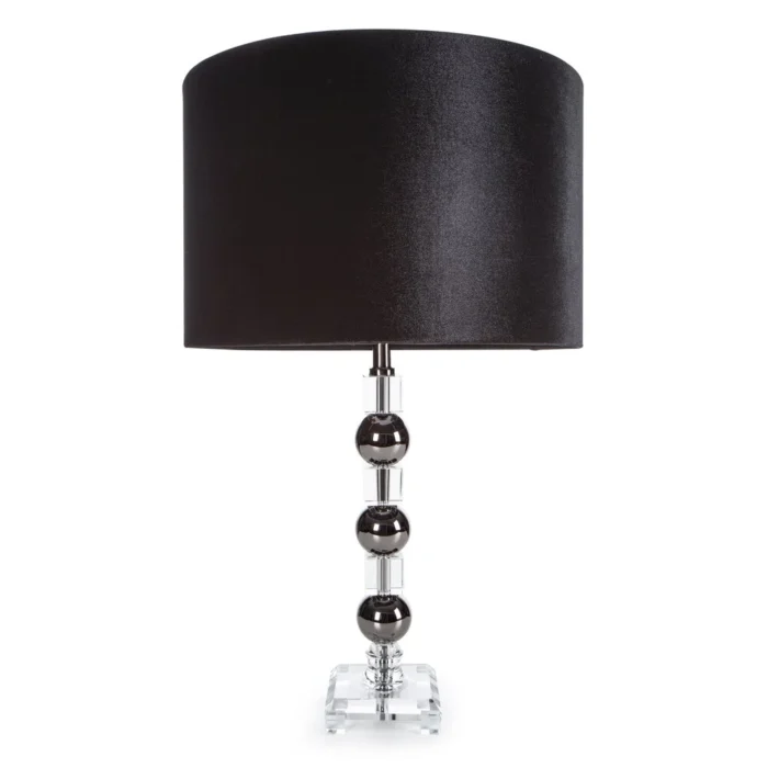 Lampa stołowa czarna z szklaną podstawą i welwetowym abażurem 40 x 63 cm NIKOL