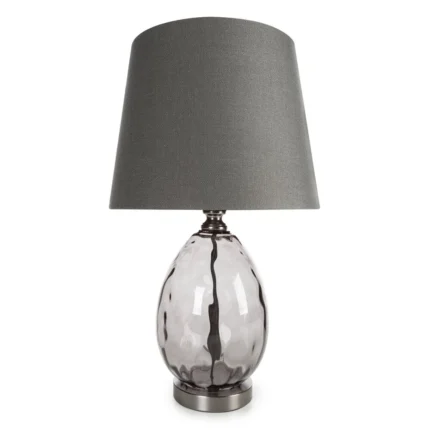 Lampa stołowa nocna grafitowa z podstawą z dymionego szkła 30 x 59 cm MAYA