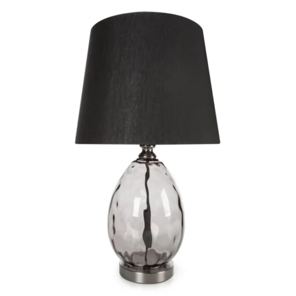 Lampa stołowa nocna czarna z podstawą z dymionego szkła 30 x 59 cm MAYA