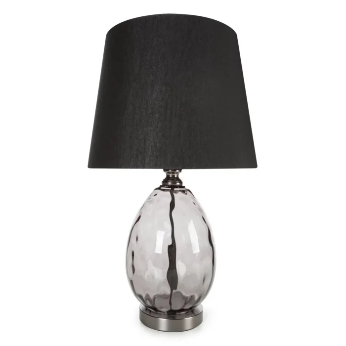 Lampa stołowa nocna czarna z podstawą z dymionego szkła 30 x 59 cm MAYA