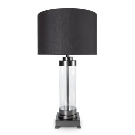 Lampa stołowa do pokoju czarna o prostej szklanej podstawie 40 x 74 cm CLARA
