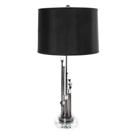 Lampa stołowa do pokoju czarna zdobiona kryształkami 38 x 75 cm ISLA