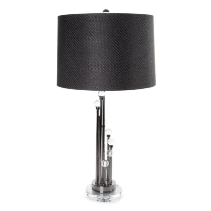 Lampa stołowa do pokoju grafitowa zdobiona kryształkami 38 x 75 cm ISLA