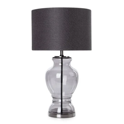 Lampa stołowa czarna z podstawą z dymionego szkła 38 x 70 cm